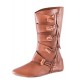 Bottes vikings médiévales en cuir marron avec fermoirs