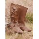 Bottes vikings médiévales en cuir marron avec fermoirs