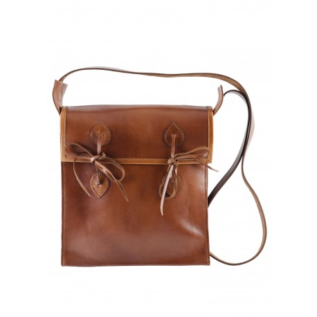Sac romain en cuir marron avec sangles