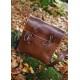 Sac romain en cuir marron avec sangles