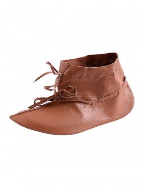 Chaussures vikings en cuir marron style Hedeby