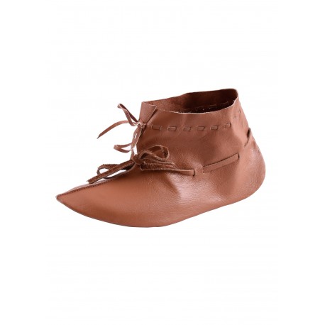 Chaussures vikings en cuir marron style Hedeby