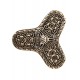 Broche vikingo de trefoil en bronce y plateado con diseño intrincado