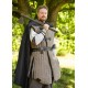 Gambison médiéval Vari marron-noir avec détails en cuir