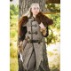 Gambison médiéval Vari marron-noir avec détails en cuir