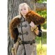 Gambison médiéval Vari marron-noir avec détails en cuir