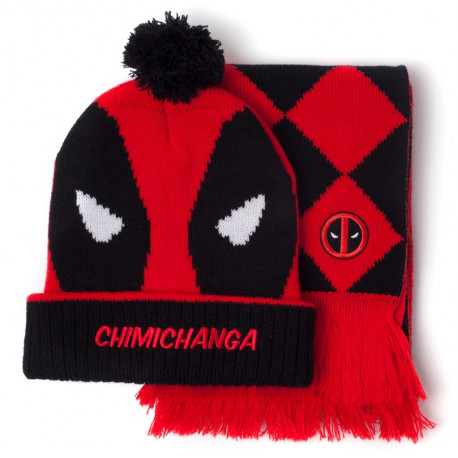 Conjunto de invierno Deadpool con gorro y bufanda
