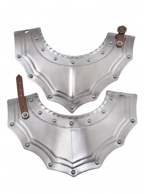 Gorget en acier gothique avec sangles en cuir marron