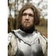 Gorget en acier gothique avec sangles en cuir marron