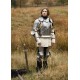 Gorget en acier gothique avec sangles en cuir marron