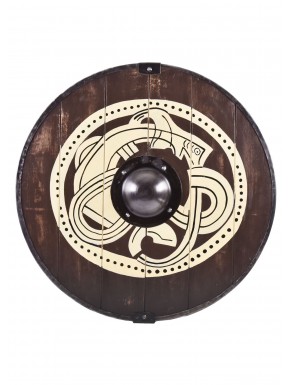 Bouclier viking avec motif de bête saisissante