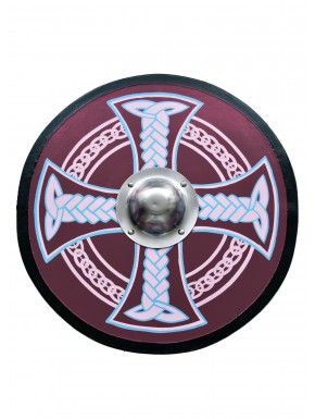 Bouclier viking avec croix celtique peint à la main 61 cm