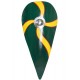 Escudo cometa normando verde-amarillo de madera