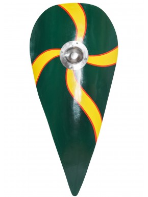 Bouclier normand en bois vert-jaune