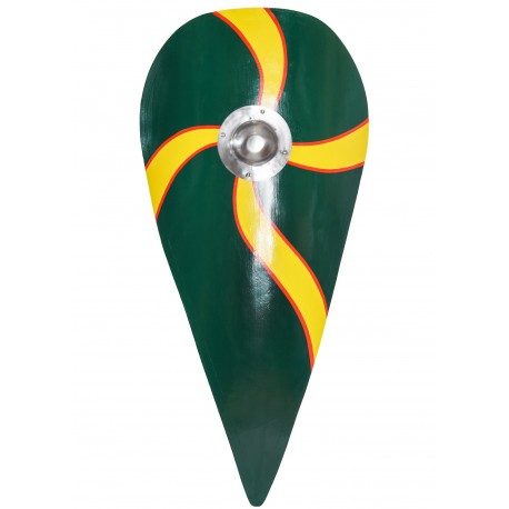 Escudo cometa normando verde-amarillo de madera
