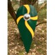 Escudo cometa normando verde-amarillo de madera