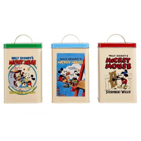 Conjunto de 3 latas retrô Mickey Mouse 90º aniversário Disney