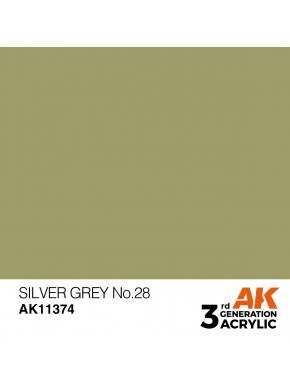 Peinture acrylique Silver Grey No.28 AFV 17ml AK-Interactive