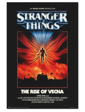 Affiche Stranger Things S5 The Rise of Vecna sur mur blanc