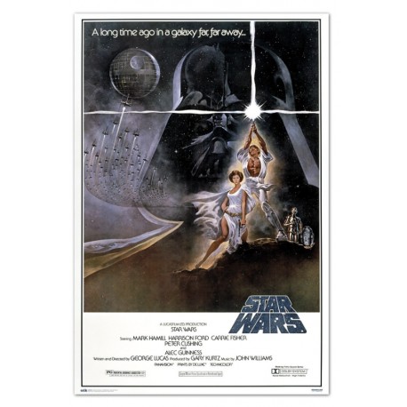 Affiche classique de Star Wars Un Nouvel Espoir accrochée au mur