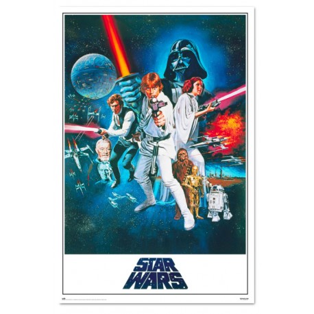 Poster classique de Star Wars avec personnages emblématiques