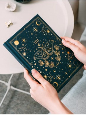 Carnet de gratitude astral avec design doré