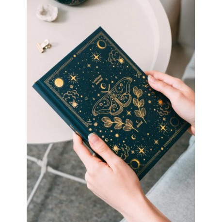 Carnet de gratitude astral avec design doré