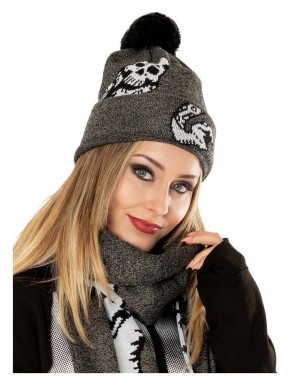 Beanie gris foncé Harry Potter avec motifs des Arts Sombres
