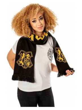 Écharpe noire et jaune de Poudlard avec blason