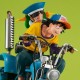Diorama Dragonball Z avec Goku et Gohan sur robot bleu