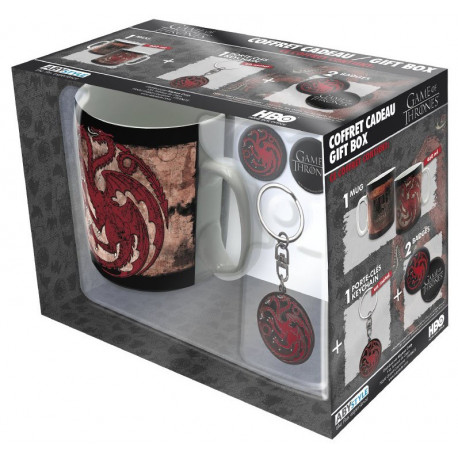 Pack regalo Targaryen Taza + Llavero + Chapas Juego de Tronos