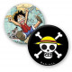 Conjunto One Piece com caneca, chaveiro e bottons de Luffy