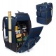 Mochila azul com design de escamas de dragão para jogos de tabuleiro.