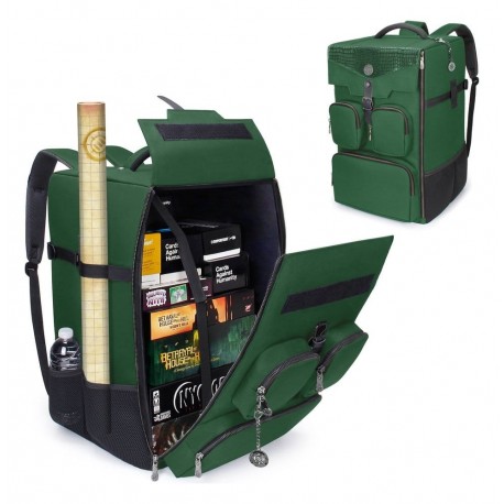 Mochila verde jogos tabuleiro com design escamas de dragão