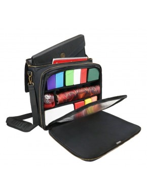 Sac noir Enhance pour cartes de collection avec compartiments organisés.