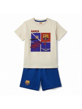 Pijama curto FC Barcelona com camiseta e shorts azuis