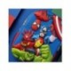 Mochila infantil 3D Avengers com personagens e detalhes em vermelho