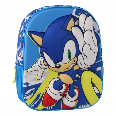 Mochila infantil azul com design 3D do Sonic
