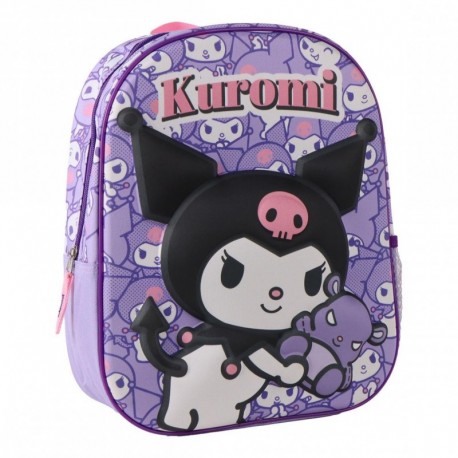 Mochila infantil roxa com design 3D de Kuromi
