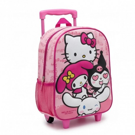 Sac à dos trolley enfant 3D Hello Kitty rose