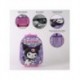 Mochila infantil trolley 3D Kuromi roxa com rodas e design divertido