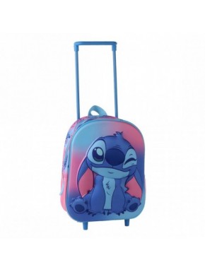 Mochila infantil rosa com design 3D de Stitch