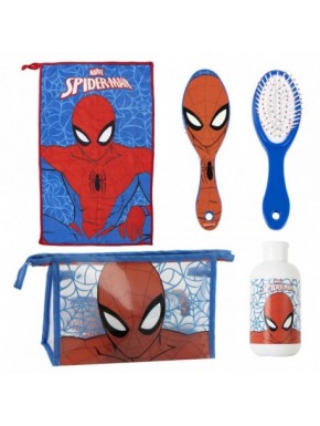 Ensemble de trousse de toilette Spiderman avec serviette et brosse bleue