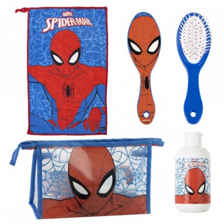 Conjunto de necessaire de higiene Spiderman com toalha e escova azul