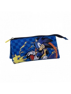 Estojo azul Sonic 3 compartimentos
