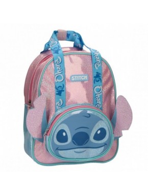 Mochila infantil Stitch azul e rosa com orelhas 3D