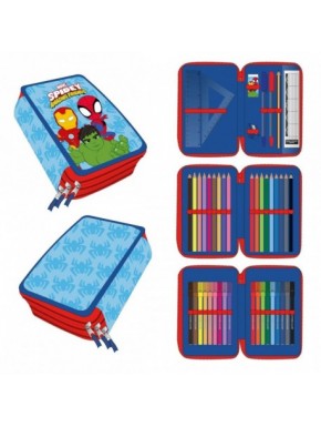 Plumier bleu Spidey avec accessoires scolaires