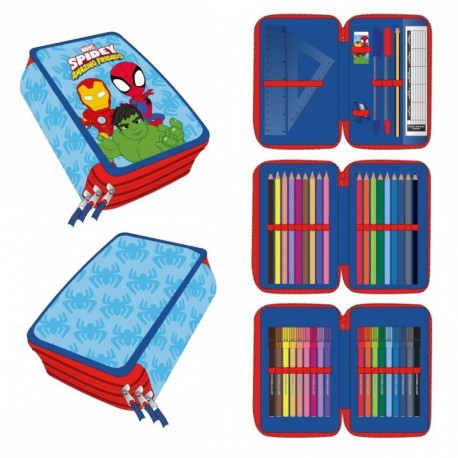 Plumier bleu Spidey avec accessoires scolaires
