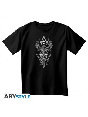 Camiseta preta com design Assassin's Creed Black Flag