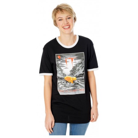 T-shirt noir IT You’ll Float Too avec design vintage
